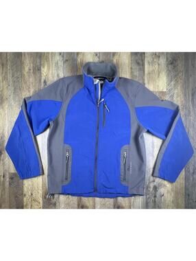 Black Diamond Ski Jacket Men's Size Medium Soft Shell Blue Gray Fleece Lining .